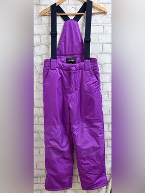 George Bright Purple Kids Snow Pants with Black Suspenders